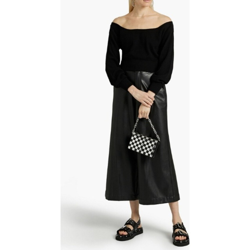 Alexander Wang Tulle-paneled brushed black knitted sweater size L